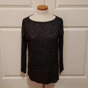 Bobeau Womens Long Sleeve Heathered Tunic Top Raven Black‎ Mix Size XS NWT